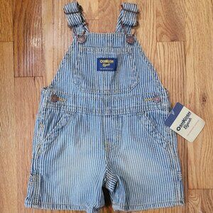 Vintage Oshkosh Shortalls Size 6 Months Bibs Overalls Vestbak Striped Railroad